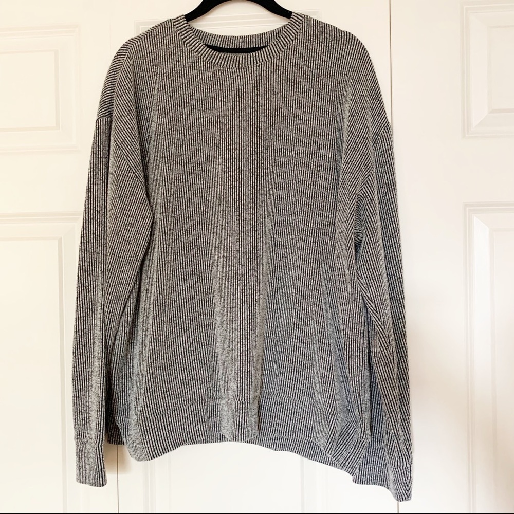 Lou & Grey size large black/cream ribbed pullover